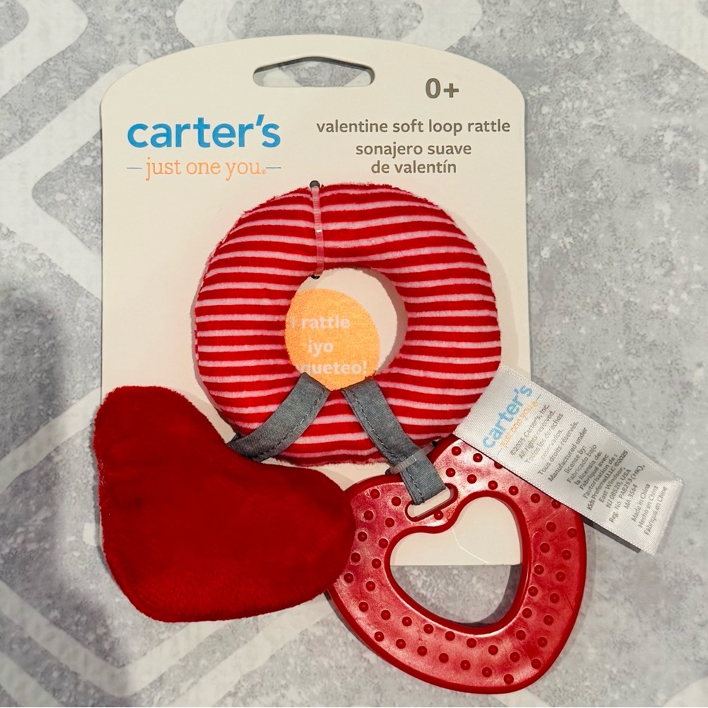 Carter's Red Striped Heart Rattle - Picture 1 of 1